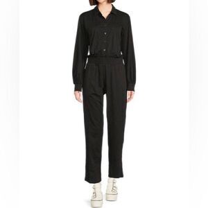 ATM Black Open Collar Jumpsuit